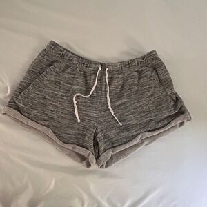 Pink Victoria's Secret Gray Space Dye Logo Lounge Shorts Large Drawstring Pocket